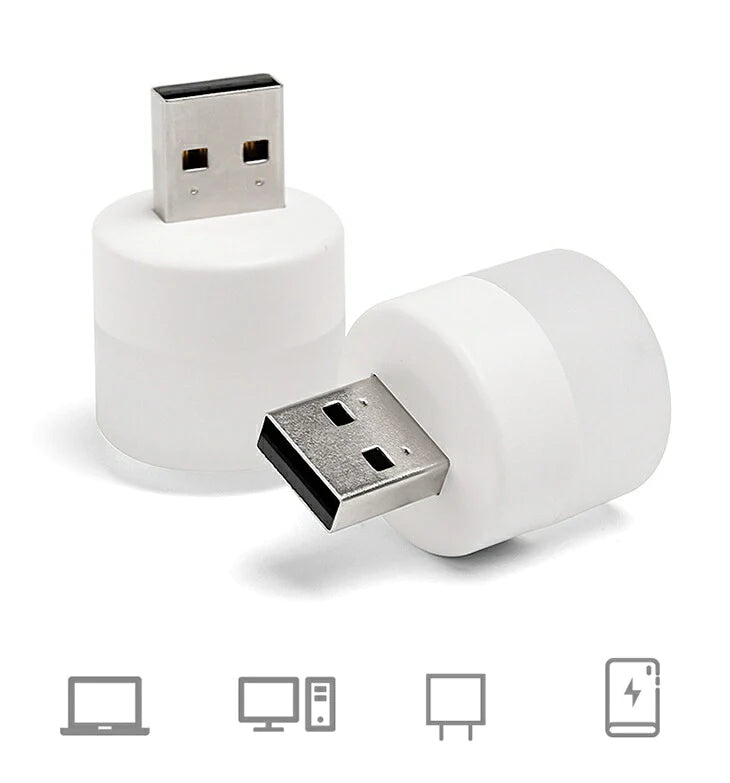 【白色光】USBナイトライト LED 2色展開 常時点灯 持ち運びしやすい コンパクト 常夜灯 暖光 白光 旅行 外出 出張 夜間ライト ミニランプ