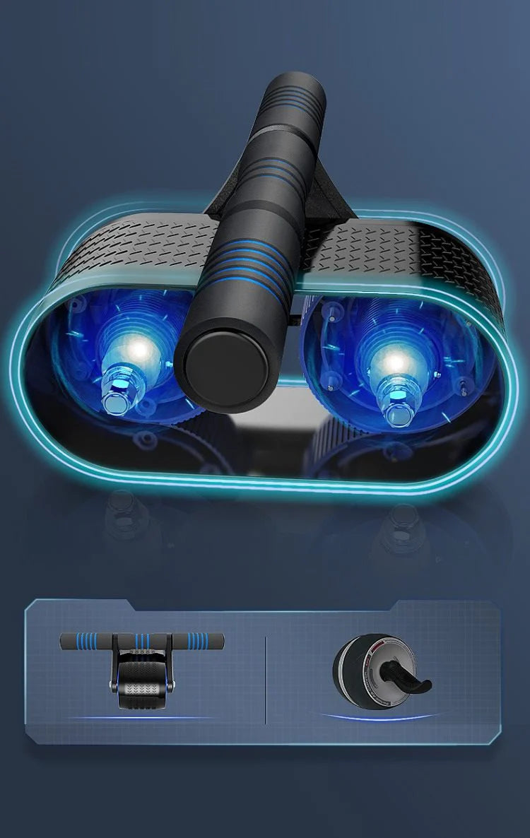 【ブルー】腹筋ローラー パワーローラー トレーニング エクササイズ 筋トレ 筋肉トレーニング ダイエット 腹筋器具 おうちジム 自動リバウンド 多機能 静音設計 簡単