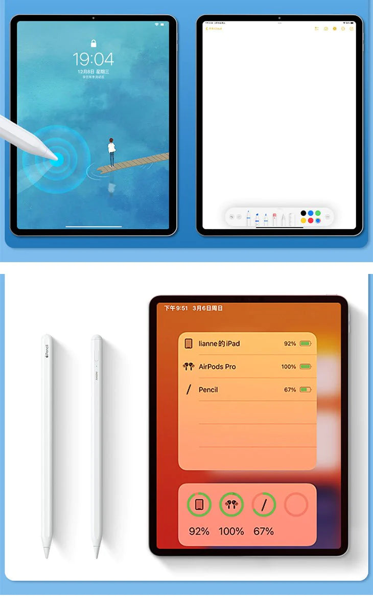 タッチペン タブレット スマートフォン スマホ iPhone Android Bluetooth 極細 高速充電 12時間連続 軽量 Type-C