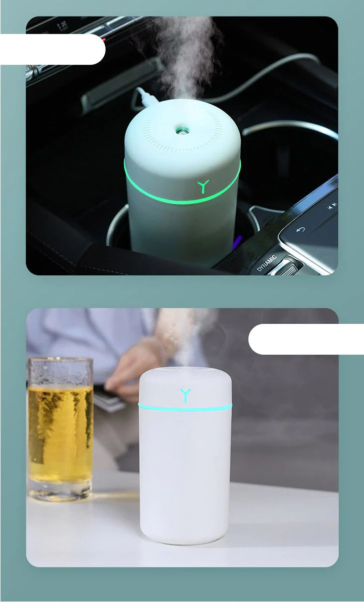 【ピンク】ミニ家庭用加湿器 アロマエッセンシャルオイル ディフューザー LED 常夜灯付き超音波 おしゃれ 加湿器 タンク式 インテリア 風邪防止 癒し