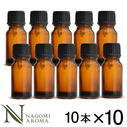 遮光ビン 10ml（アンバー） 100本セット 黒キャップ＆ヴァーティカルドロッパー 【送料無料】 【 遮光瓶 ガラス瓶 薬瓶 保存 アロマオイル エッセンシャルオイル 精油 キャリアオイル 香水 手作り コスメ ハンドメイド 蓋付 茶色 】