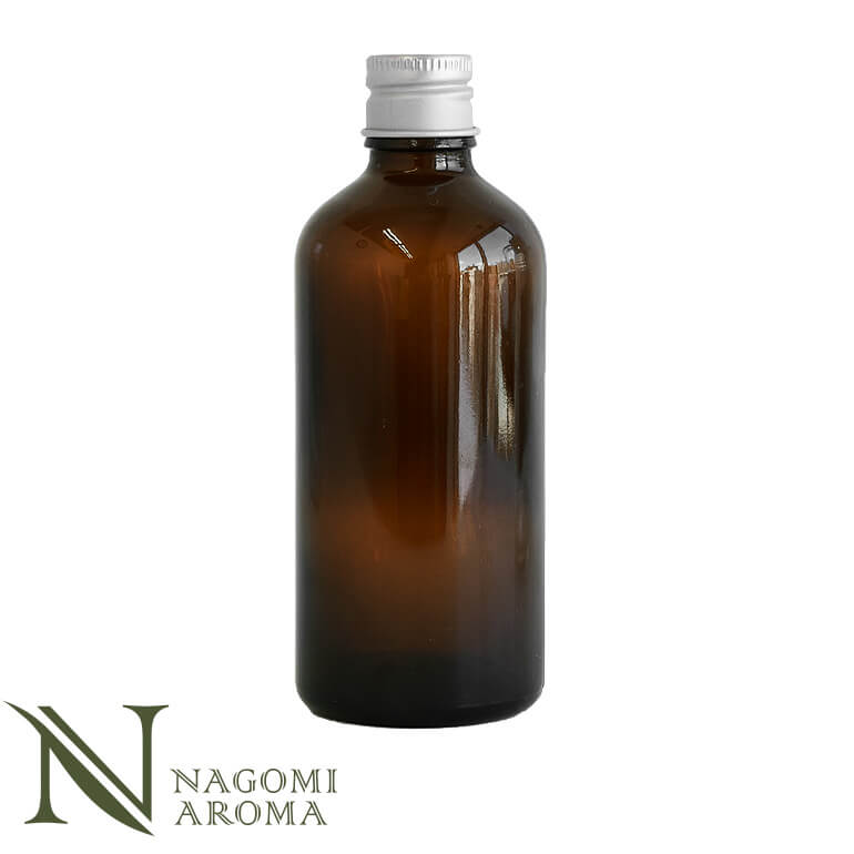 遮光ビン 100ml（アンバー） シルバーキャップ　ヴァーティカルドロッパー 【 遮光瓶 ガラス瓶 薬瓶 保存 アロマオイル エッセンシャルオイル 精油 キャリアオイル フレグランスオイル 香水 手作り コスメ ハンドメイド 蓋付 茶色 】