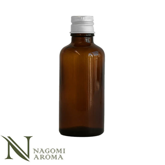 遮光ビン 50ml （アンバー） シルバーキャップ　ヴァーティカルドロッパー 【 遮光瓶 ガラス瓶 薬瓶 調合 保存 アロマオイル エッセンシャルオイル 精油 キャリアオイル フレグランスオイル 香水 手作り コスメ 蓋付 茶色 】
