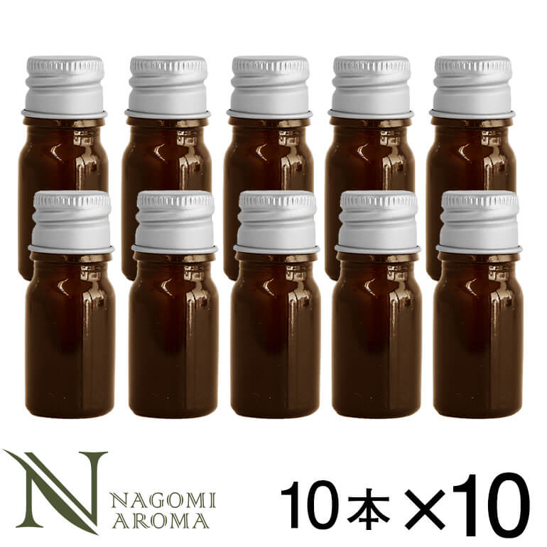 遮光ビン 5ml（アンバー） 100本セット シルバーキャップ　ヴァーティカルドロッパー 【送料無料】 【 遮光瓶 ガラス瓶 薬瓶 保存 アロマオイル エッセンシャルオイル精油 キャリアオイル 香水 手作り コスメ ハンドメイド 蓋付 茶色 】