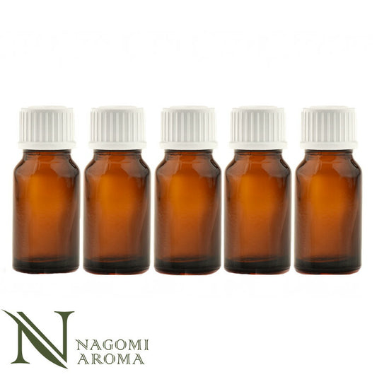 遮光ビン 10ml（アンバー） 5本セット 白キャップ＆ヴァーティカルドロッパー 【 遮光瓶 ガラス瓶 薬瓶 保存 アロマオイル エッセンシャルオイル 精油 キャリアオイル フレグランスオイル 香水 手作り コスメ ハンドメイド 蓋付 茶色 】