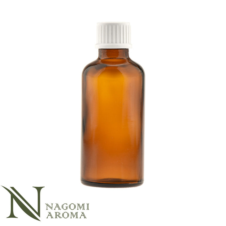 遮光ビン 50ml（アンバー） 白キャップ＆ヴァーティカルドロッパー 【 遮光瓶 ガラス瓶 薬瓶 調合 保存 アロマオイル エッセンシャルオイル 精油 キャリアオイル フレグランスオイル 香水 手作り コスメ ハンドメイド 蓋付 茶色 】