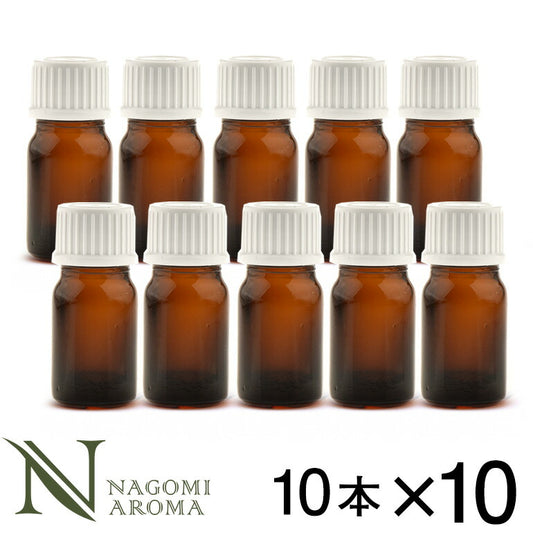 遮光ビン 5ml（アンバー） 100本セット 白キャップ＆ヴァーティカルドロッパー 【送料無料】 【 遮光瓶 ガラス瓶 薬瓶 保存 アロマオイル エッセンシャルオイル精油 キャリアオイル 香水 手作り コスメ ハンドメイド 蓋付 茶色 】