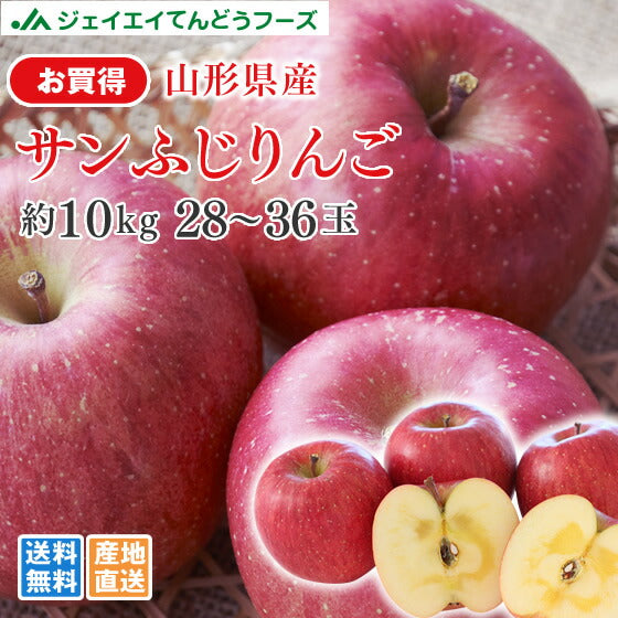 予約商品 お買得品 ○秀品 山形県産サンふじりんご約10kg 送料無料※一部地域は別途送料 ap16