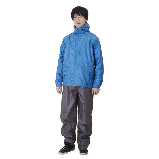 【ブルー・４L】 レインコート 上下 通販 メンズ レディース レインスーツ 自転車 バイク makku レインウェア 通学 通勤 リュック 軽量 軽い 大きいサイズ 動きやすい 撥水 はっ水 合羽 カッパ 雨合羽