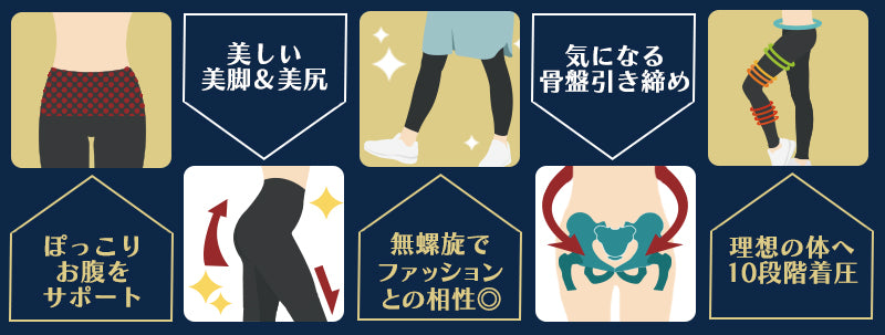 【普段使いOK】螺旋無し着圧レギンス 天音・素
