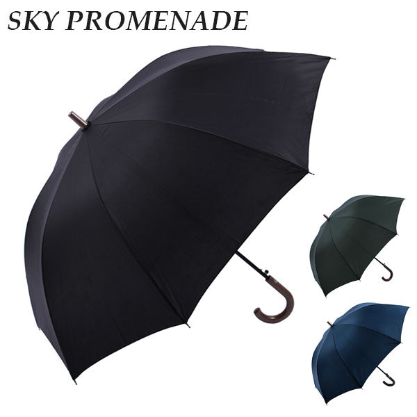 【1.黒・長かさ(65cm)】 傘 メンズ PROMENADE SKY 定番 スカイプロムナード かさ アンブレラ ジャンプ 大きい ワンタッチ 65cm