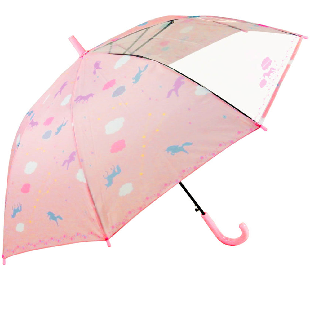 【ゆめかわピンク・at08】 傘 子供 55cm 通販 キッズ 55 おしゃれ キッズ傘 55センチ かわいい ジャンプ傘 長傘 雨傘 かさ カサ 透明窓付き 子供用 子ども 女の子 女子 女児 ガール 小学生 小学校 通学 児童 1コマ