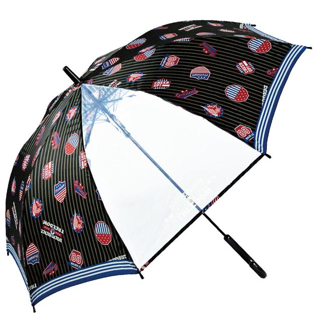 【1305.ライダース黒・at09】 子供傘 ジャンプ 55cm 通販 傘 子ども用 ジャンプ傘 キッズ 男子 男の子 男児 1コマ 透明窓付き 丈夫 折れにくい グライファイバー骨 通園 通学 幼稚園 保育園 小学校 小学生 学童 児童