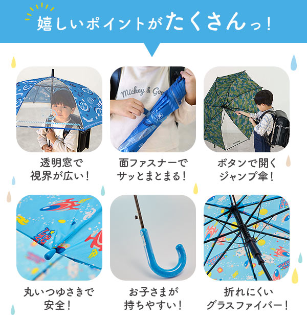 【1364.アンカー紺】 子供傘 ジャンプ 55cm 通販 傘 子ども用 ジャンプ傘 キッズ 男子 男の子 男児 1コマ 透明窓付き 丈夫 折れにくい グライファイバー骨 通園 通学 幼稚園 保育園 小学校 小学生 学童 児童