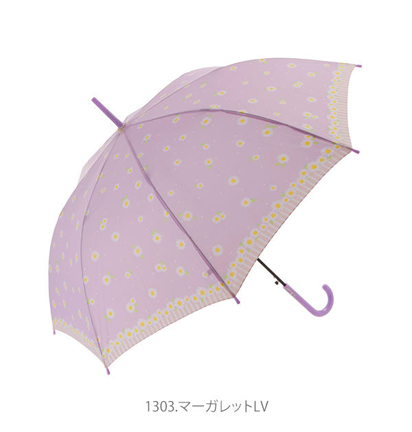 【1303.マーガレットLV・キッズ長傘】 ジャンプ傘 58cm 8本骨 ATTAIN アテイン  通販 傘 キッズ ジュニア傘  子供用 かさ ワンタッチ 丈夫 折れにくい グライスファイバー かわいい おしゃれ 通学 登校 小学校 高学年 中学