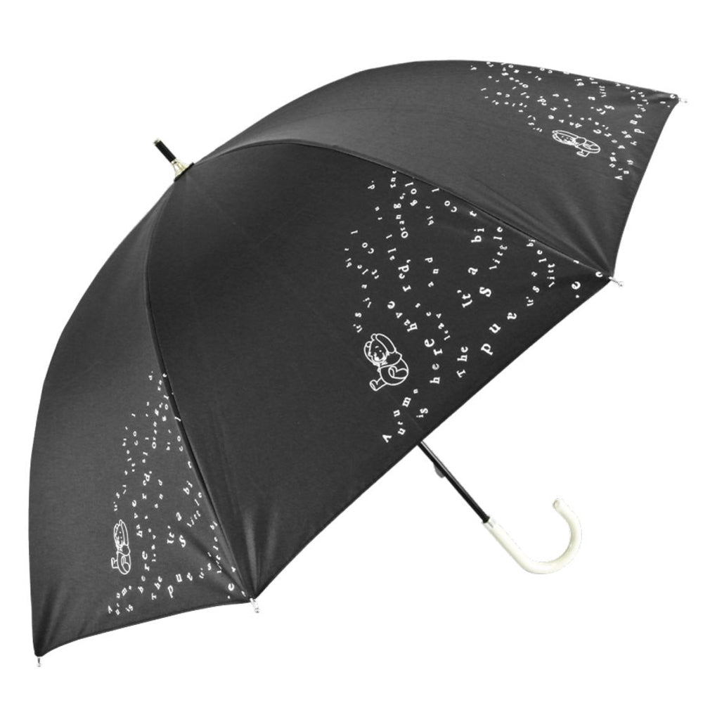 【プーさん黒・長傘47cm】 傘 レディース ブランド 長傘 通販 晴雨兼用傘 約 50cm 47cm アテイン おしゃれ 日傘 手開き 耐風傘 強風 グラスファイバー骨 キャラクター グッズ ミッキー プーさん スヌーピー