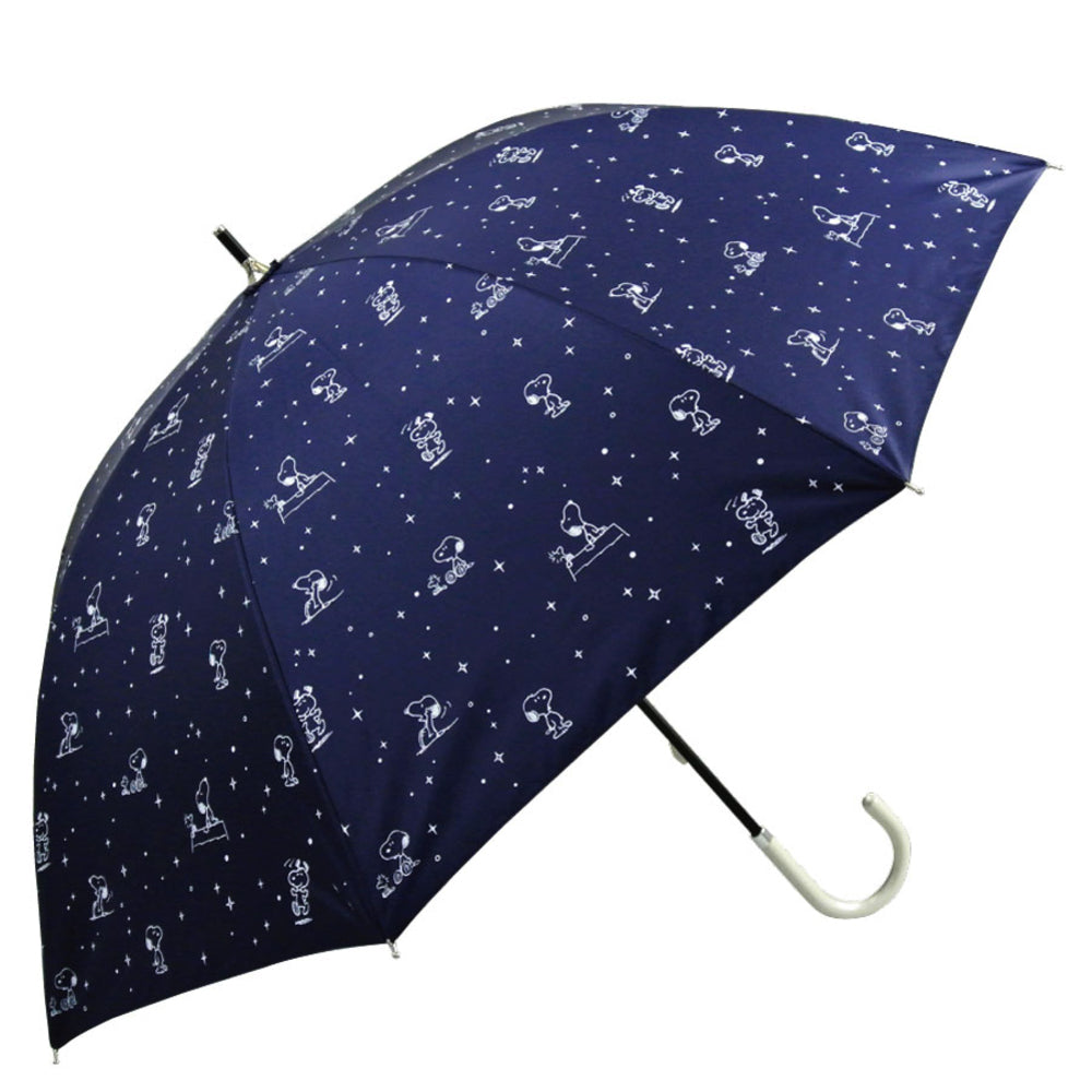 【スヌーピー紺・長傘47cm】 傘 レディース ブランド 長傘 通販 晴雨兼用傘 約 50cm 47cm アテイン おしゃれ 日傘 手開き 耐風傘 強風 グラスファイバー骨 キャラクター グッズ ミッキー プーさん スヌーピー