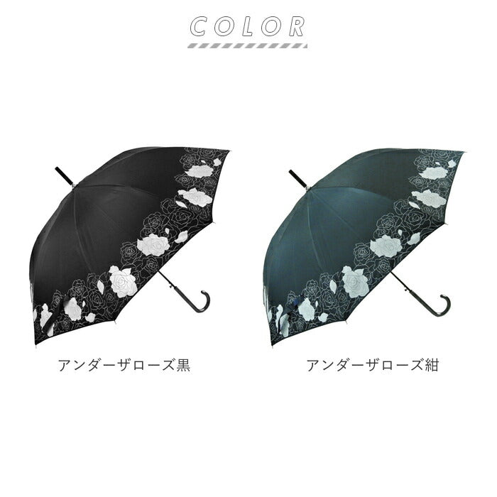 【ドットローズシルバー・長傘58cm】 日傘 フリル 通販 58cm レディース ジャンプ傘 晴雨兼用 UVカット 遮光 ワンタッチ傘 ジャンプ  ワンタッチ 折れにくい 雨傘 傘 長傘 グラスファイバー 親骨 ATTAIN アテイン 晴雨兼用傘
