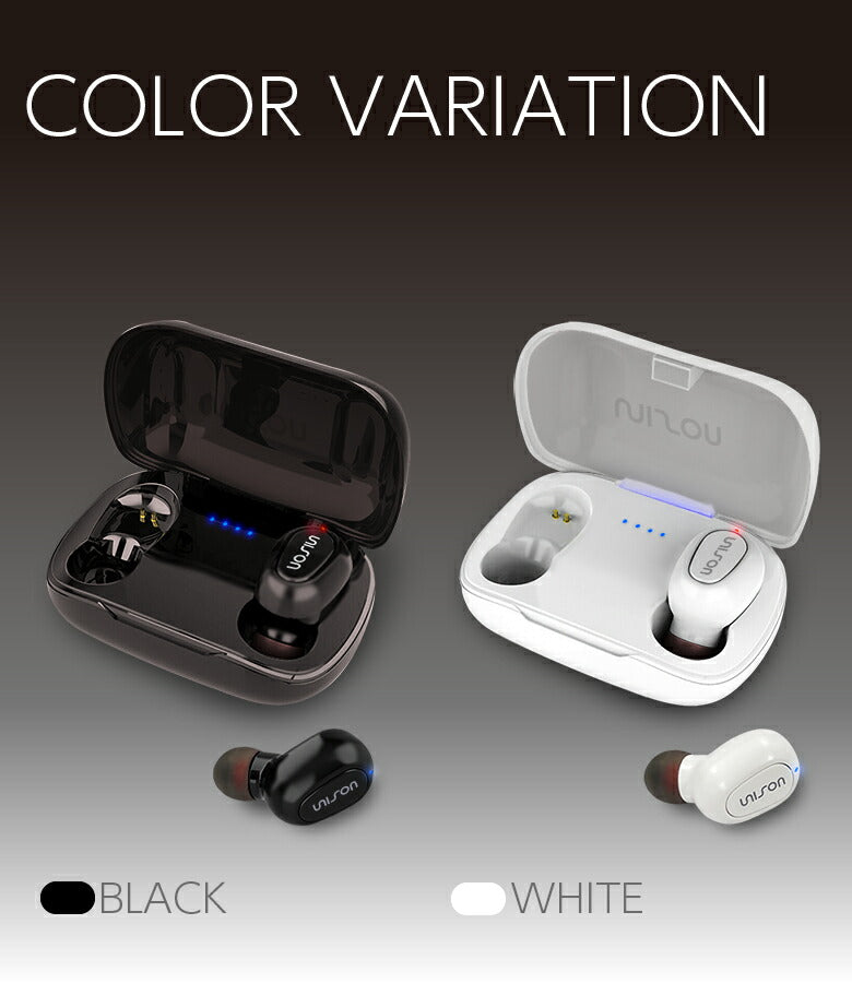 【ブラック】ワイヤレスイヤホン UNISON Bluetooth5.0 ブルートゥース イヤホン iPhone アンドロイド スマホ 完全ワイヤレスイヤホン 片耳 マイク 通話 ランニング