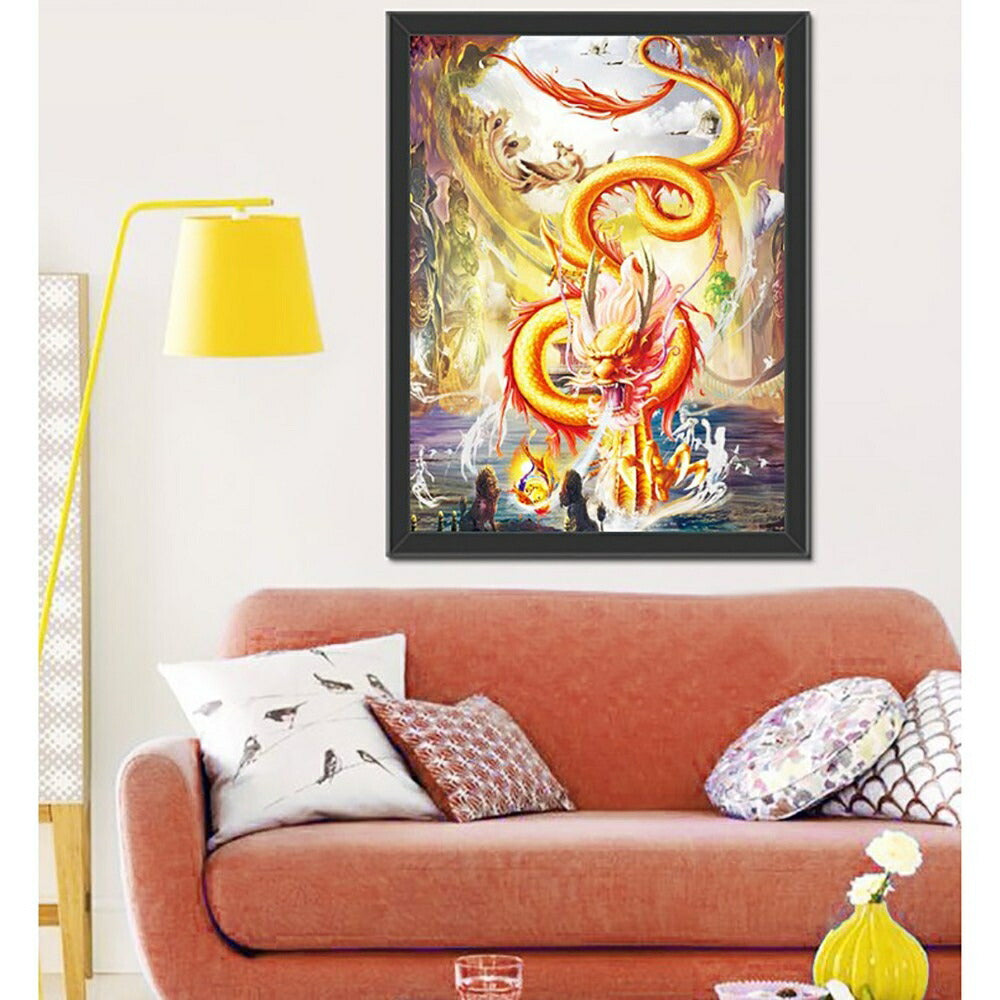 風水 3D 絵 龍 ドラゴン 竜 3頭 玄関 絵 龍の飾り 龍 置物 風水グッズ