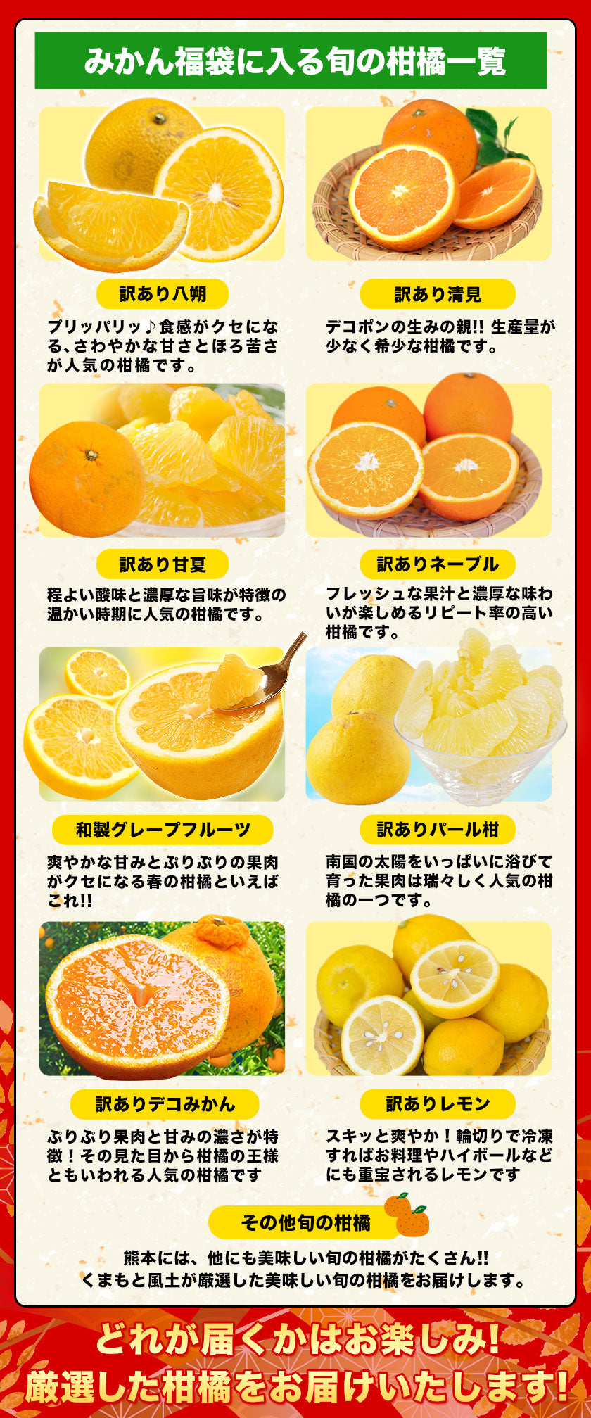 ＼数量限定！／ 福袋 第二弾 みかん 福袋 5kg 前後 送料無料【高級フルーツが当たるかも】訳あり デコみかん デコポン マスク メロン いちご 不知火 八朔 ネーブル 食品 ロス 福袋 食べ比べ セット 旬 柑橘 果物 食品 グルメ フルーツ 予約《3月中旬-3月末旬頃より発送予定》