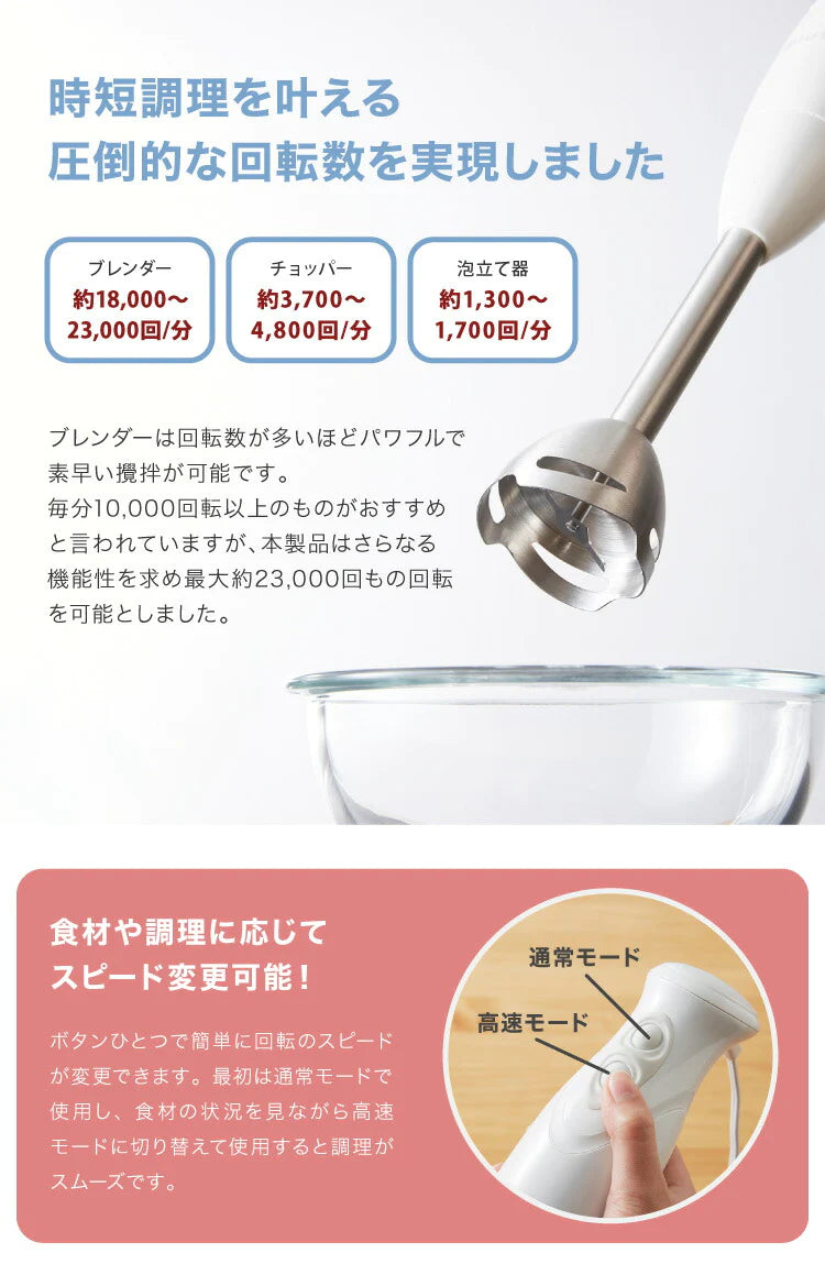 【最安値挑戦祭】(ホワイト)simplus シンプラス ハンドブレンダー ミキサー SP-BD01 マルチスティックブレンダー 離乳食 みじん切り スムージー ハンドミキサー ハンディブレンダー