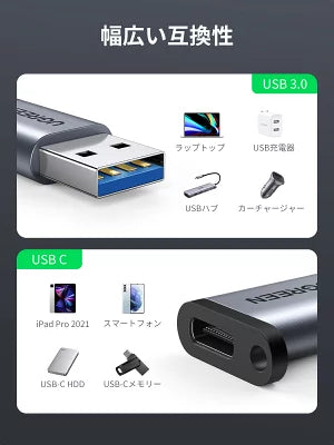 [UGREEN] USB変換アダプタ USB Type- C(メス) ⇔USB-A(オス)