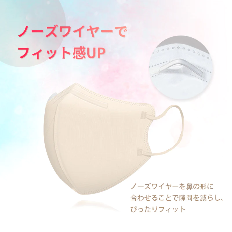 マスク　【ノーズワイヤーなし：抹茶】おしゃれ　耳紐同色　50枚　小顔 大人用　不織布 3D 男女兼用