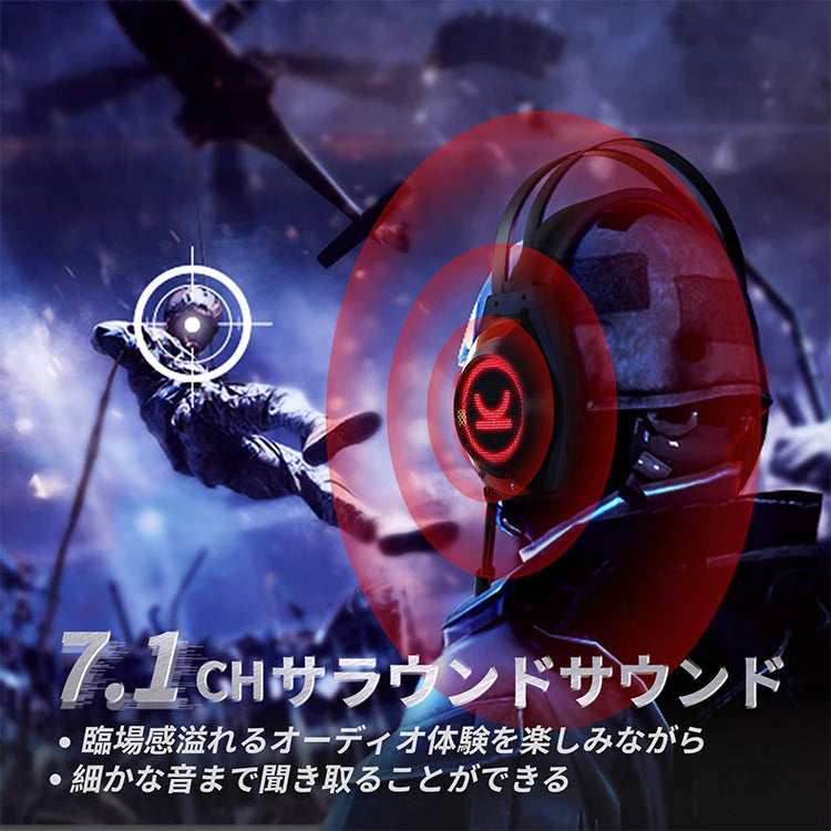 ゲーミングヘッドセット 7.1chサラウンド VANKYO CM7000 ゲームヘッドセット ヘッドフォン マイク付き 軽量 重低音強化 ノイズキャンセル pc ps4 xboxone xbox360 switch