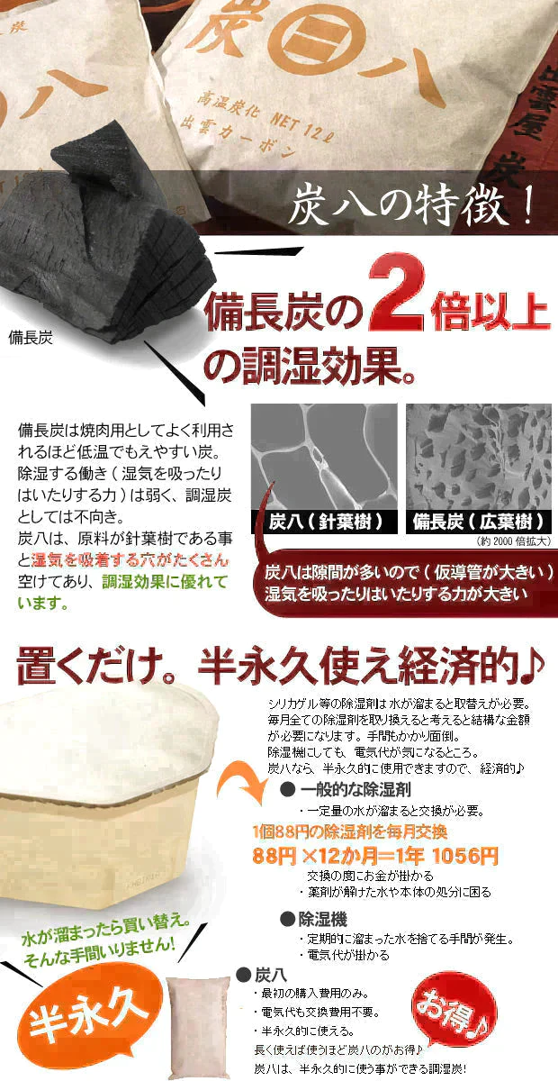 調湿木炭 炭八 スマート小袋 2個入【エコ得】【家計お助けSALE】