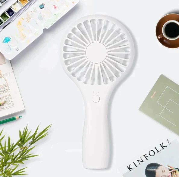 「在庫処分商品」「ホワイト」ハンディファン 扇風機 手持ち扇風機 携帯扇風機 USB扇風機 小型 軽量 クール 2段階風量調節 ミュート ネックストラップ付 充電式 熱中症対策【エコ得】