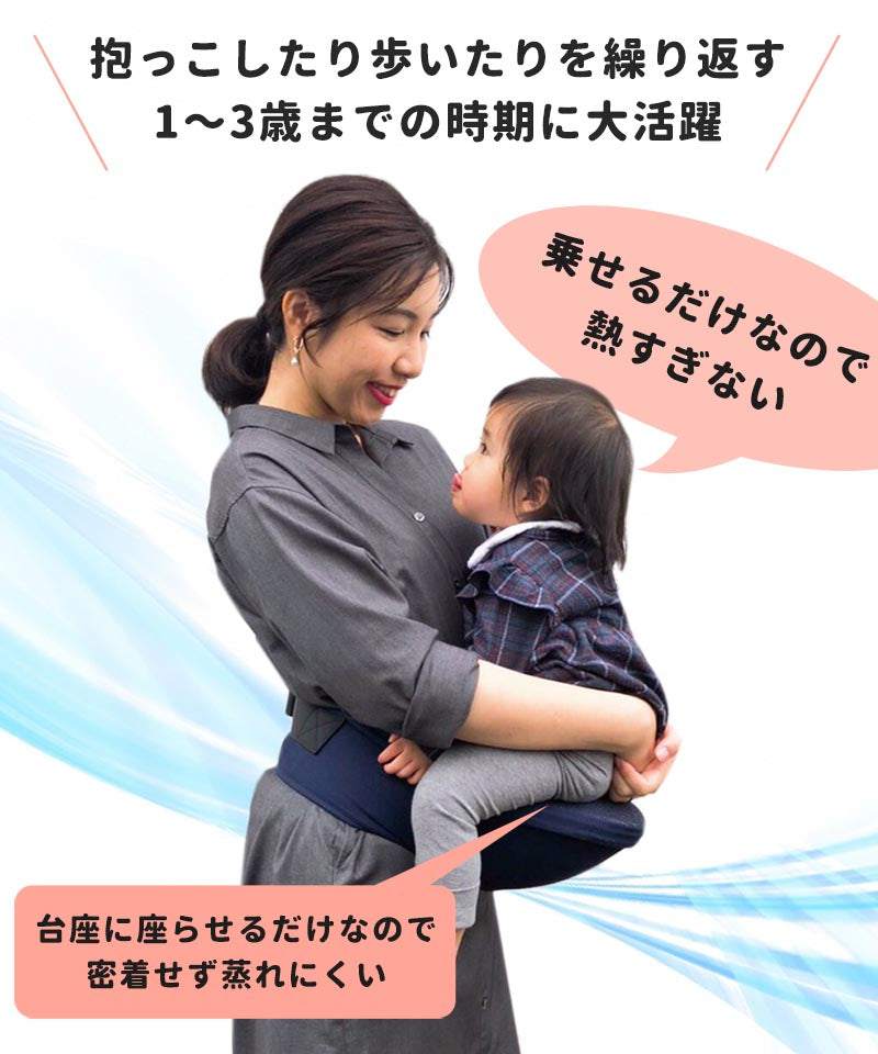 ヒップシート 抱っこ紐 新生児 ショルダーバッグ ウエストキャリー ベビーキャリア ウエストポーチ 腰ベルト 調整可 小物ポケット 赤ちゃん ネイビー