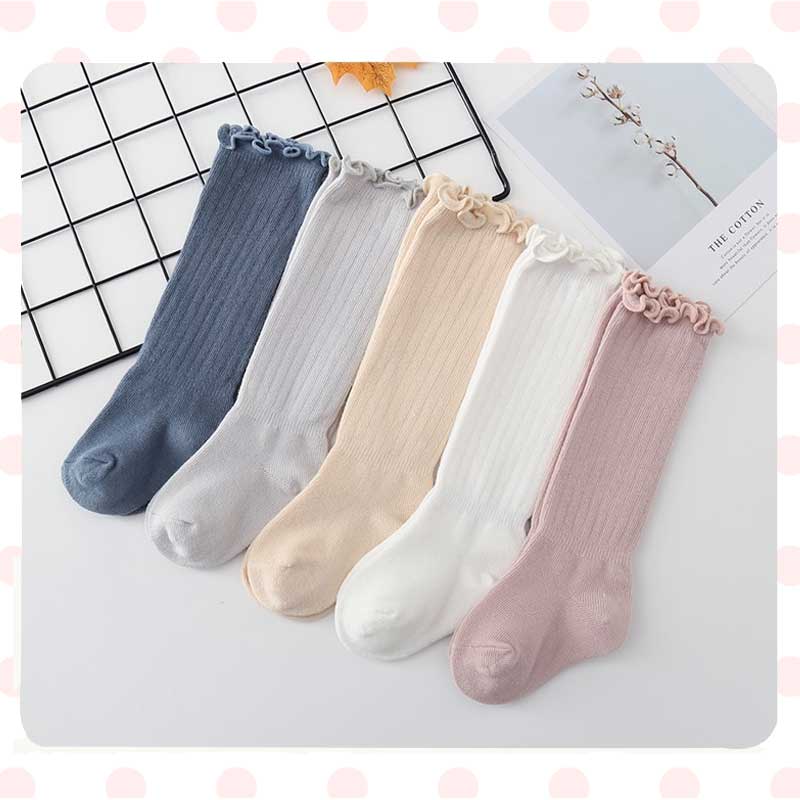 【ホワイト&グレー&ベージュ L】 靴下 ベビー 3枚セット ハイソックス キッズ 子供用靴下 3足セット 赤ちゃん フリル かわいい 新生児 靴下 ソックス 男の子 女の子 ベビー用品