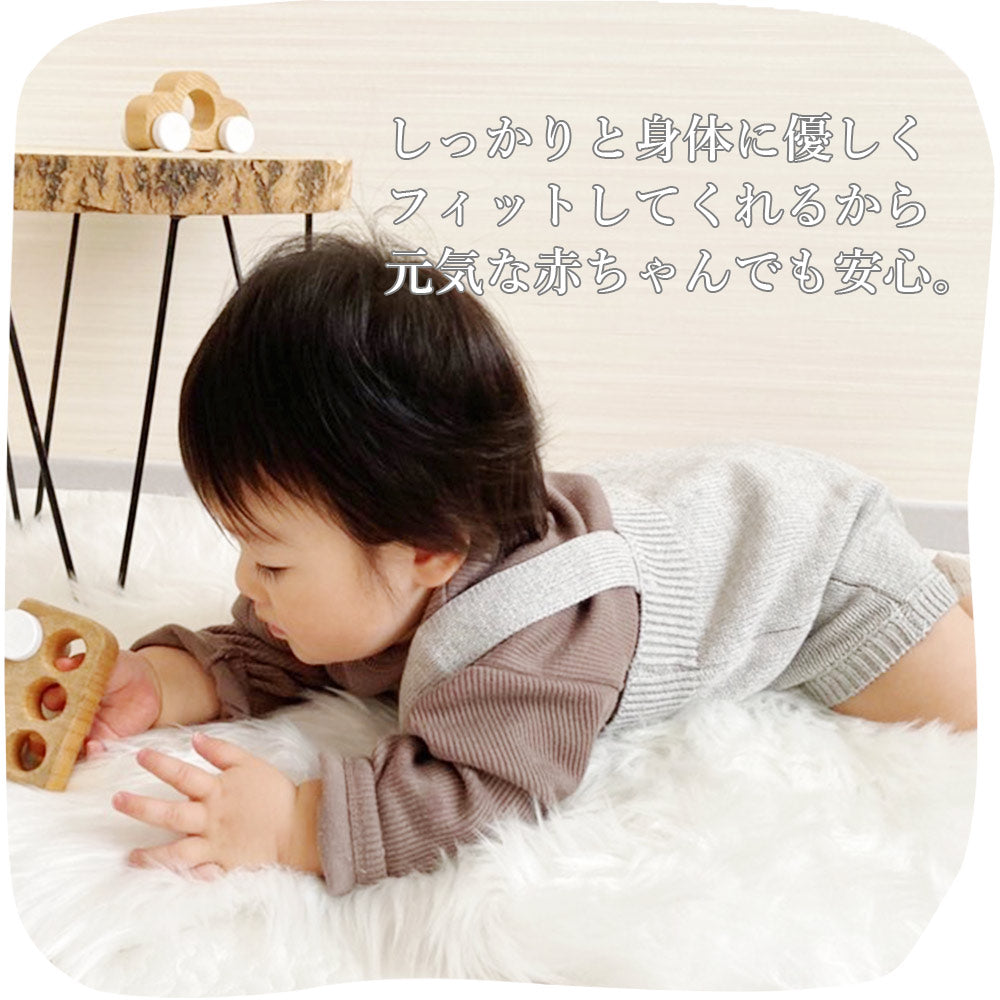 【ブラウン70cm】 ベビーロンパース ニットロンパース 可愛い オールインワン　ニット ベビー ベビー服 子供服 女の子 男の子 シンプル コットン　男女兼用 60cm 70cm 80cm 90cm プレゼント ギフト 出産祝い