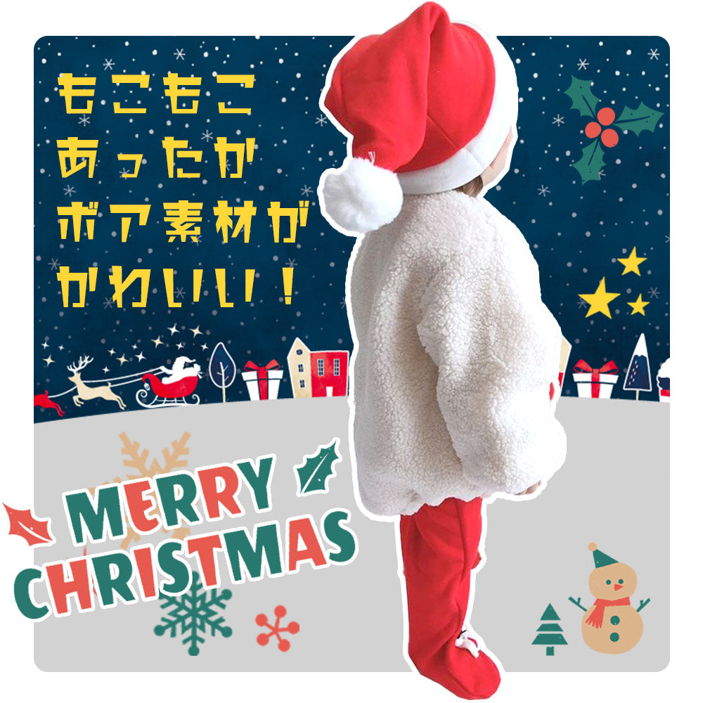【80cm】 サンタ コスプレ クリスマス トナカイ 着ぐるみ ロンパース 3点セット ベビー コスチューム ベビー服 赤ちゃん 写真撮影用 キッズ 誕生記念 新生児服 サンタクロース あったか カバーオール 男の子 女の子