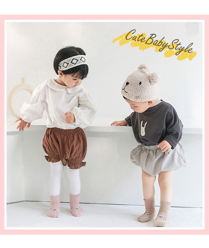 【ホワイト+ライトブラウン+ブラウンM】 靴下 ベビー 3枚セット 動物 アニマル ソックス キッズ 子供用靴下 3足セット 赤ちゃん 新生児 靴下 ベビーソックス 男の子 女の子 ベビー用品 滑り止め付き コットン 綿