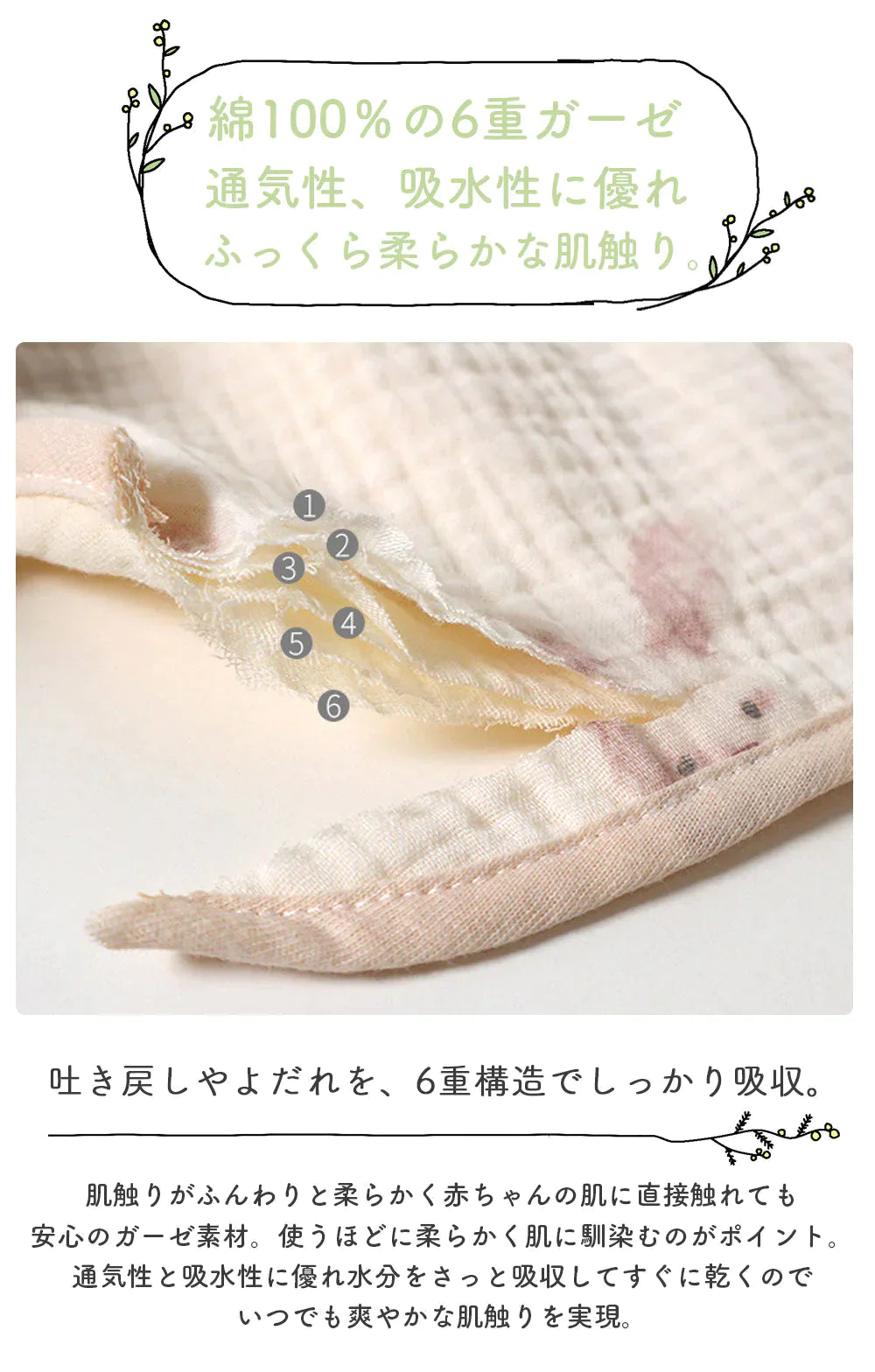 B　スタイ セット 3枚 ガーゼ 女の子 男の子 よだれかけ ビブ ナチュラル 6重 おしゃれ 可愛い 前掛け ベビー 赤ちゃん 子供 綿 コットン お食事エプロン 保育園 出産祝い 新生児 くま