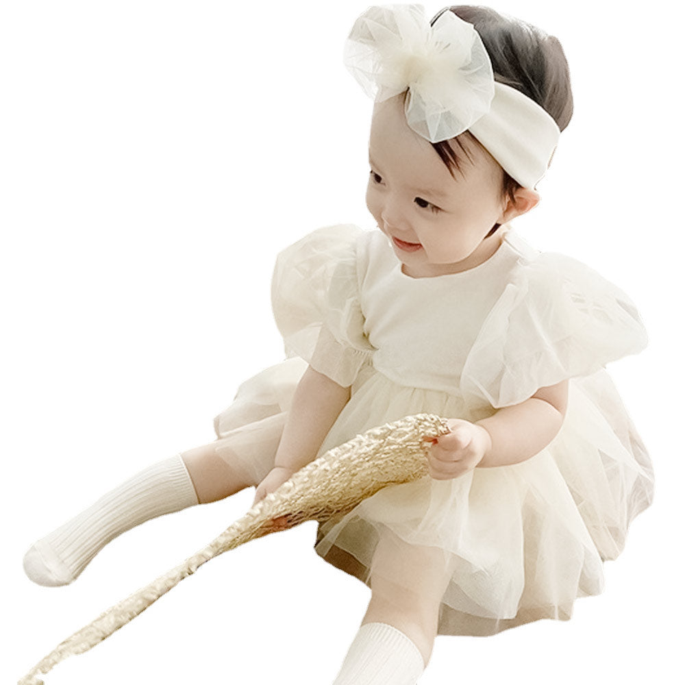 【ホワイト（長袖）66cm】 ベビー ワンピース ロンパース ドレス 半袖 長袖 ベビードレス ベビー服 女の子 チュール 66 73 80 90 セレモニードレス お宮参り 新生児 フォーマル 結婚式 赤ちゃん 誕生日 入園式