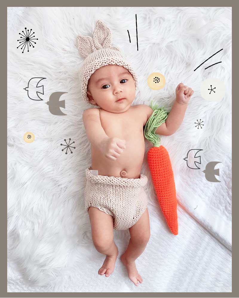 ニューボーンフォト うさぎ 赤ちゃ んベビー ニット ウサギ ニンジン うさ耳 衣裳 新生児 誕生日 新生児フォト 寝相アート 出産祝い かわいい おしゃれ