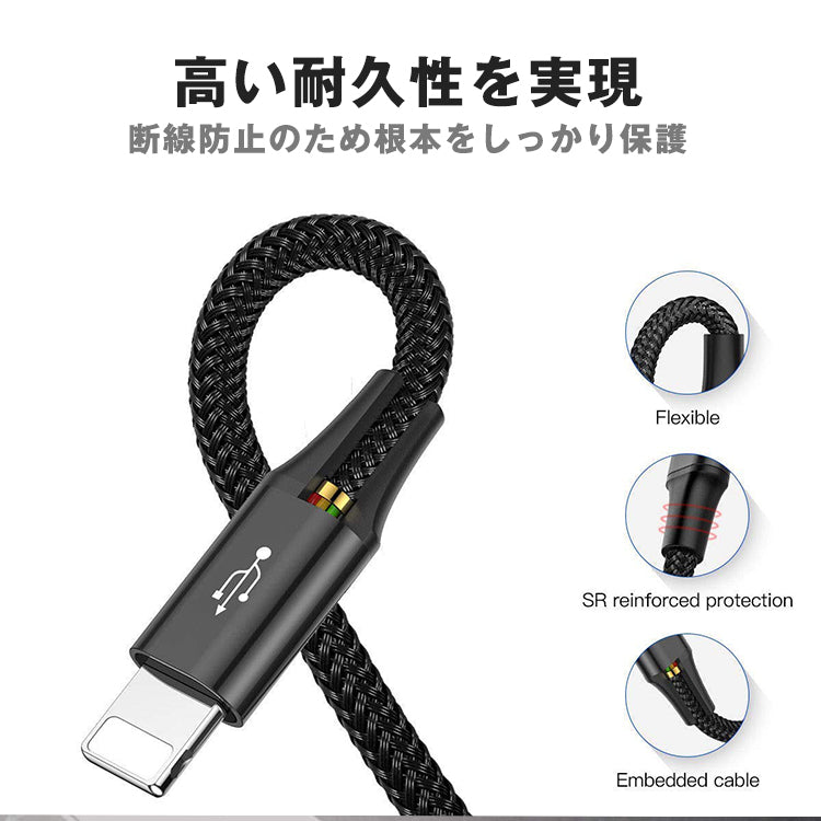 4in1ケーブル ライトニングケーブル Micro USB Type C ケーブル Baseus 充電ケーブル 3A急速充電