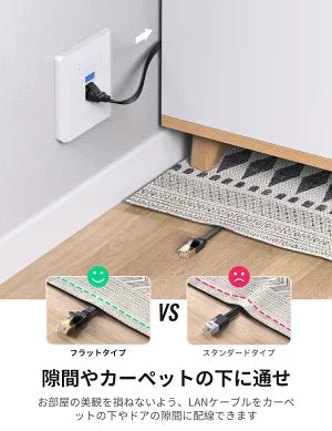 [UGREEN] LANケーブル フラットタイプ CAT7 5.0m
