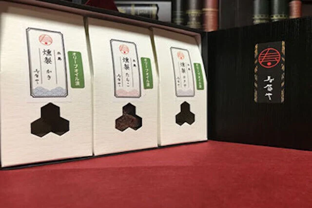 糸島燻製オリーブオイル漬たこ、かき、たらこ三種セット