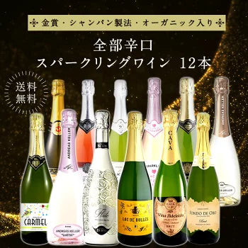 厳選 金賞入り 高品質 全部 辛口 スパークリング ワイン 12本 飲み比べ セット ［常温］ 【送料無料】 [W][S] 泡 イタリア スペイン シャンパン製法 瓶内二次発酵 カヴァ スプマンテ オーガニック 入り ギフト おすすめ 飲み比べ【エコ得】