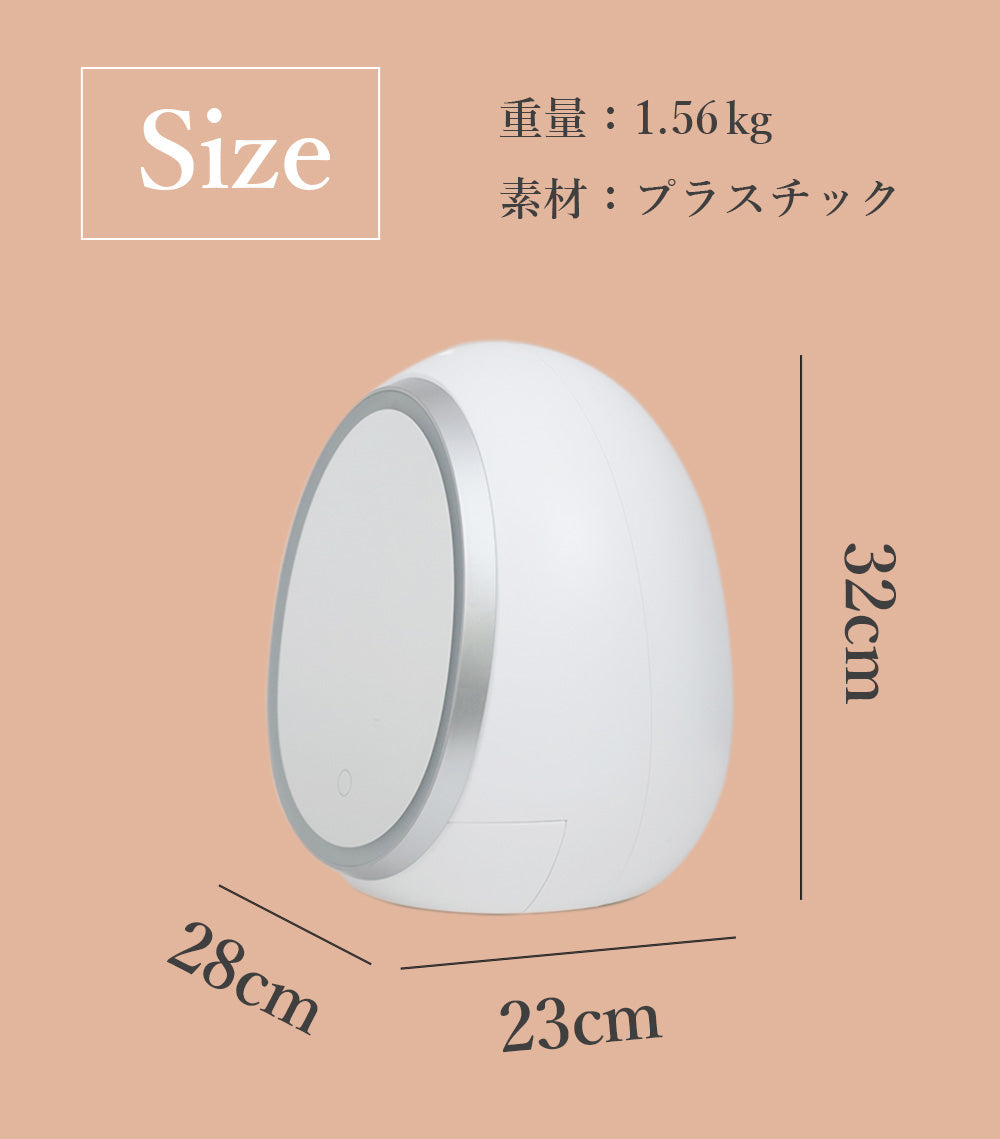 LEDライト付き　卵型コスメボックスミラー