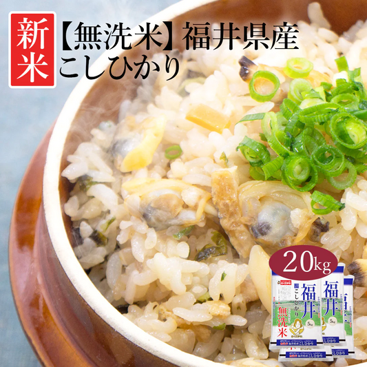 無洗米 米 福井県産 こしひかり 20kg (5kg×4) 令和5年産 新米 お米 白米 おくさま印 国産 食品 ギフト 引っ越し 挨拶 出産 内祝い 母の日 父の日 お中元 お歳暮 結婚 快気 還暦 香典返し お年賀 送料無料