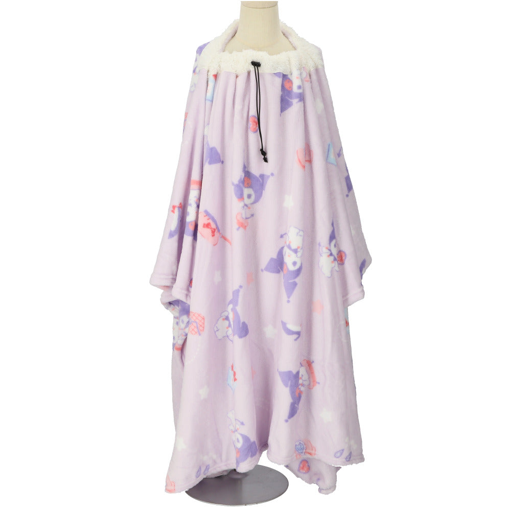 【クロミ・着る毛布】 着る毛布 通販 キャラクター ロング丈 ブランケット パジャマ 部屋着 ボア 軽い 2way シングル 洗える ひざかけ ふわふわ もこもこ サンリオ 冬