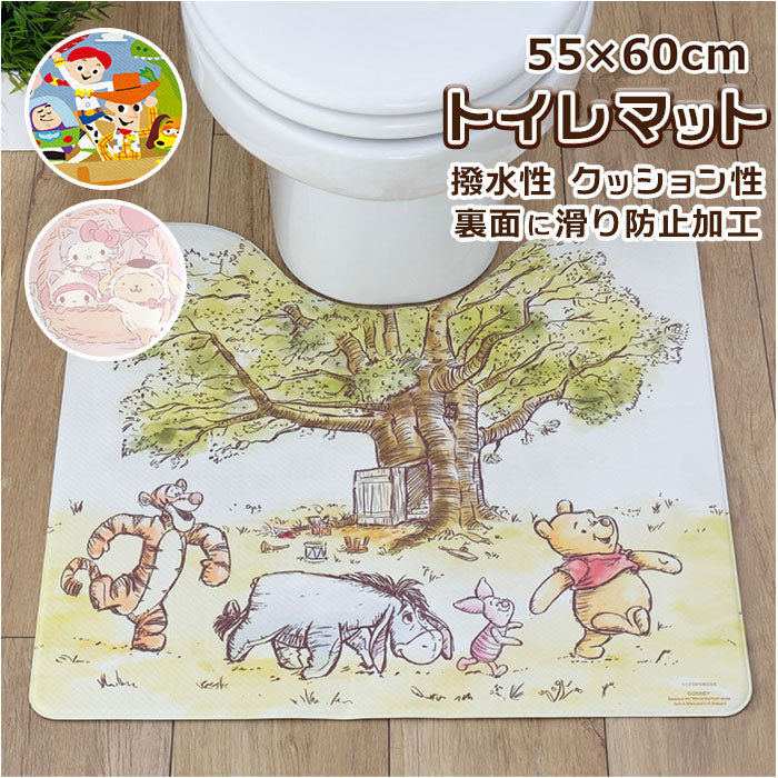【サンリオキャラクター・トイレマット】 トイレマット 拭ける 通販 キャラクター おしゃれ かわいい 撥水 はっ水 やわらかい PVC 素材 滑り止め すべりにくい クッション性 約 55×60cm 掃除 手入れ 簡単 新生活 模様替え