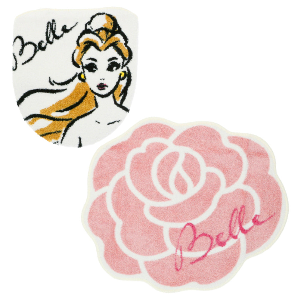 【美女と野獣ベル】 トイレマット セット おしゃれ 通販 トイレ フタカバー 2点セット キャラクター 大人 かわいい ディズニー Disney プリンセス ラプンツェル 美女と野獣 ベル シンデレラ アナ雪 エルサ