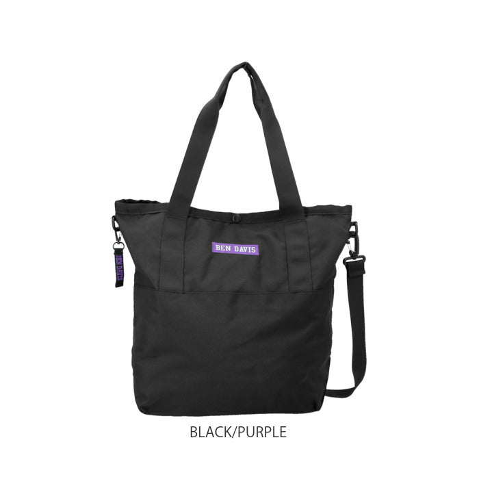 【BLACK/PURPLE・BDW-8067】 通販 ベンデイビス ショルダーバッグ メンズ レディース 斜めがけ 大人 2way トートバッグ おしゃれ シンプル リップストップ 丈夫 A4 ブランド BEN DAVIS TRAVEL TOTE L トラベルトート