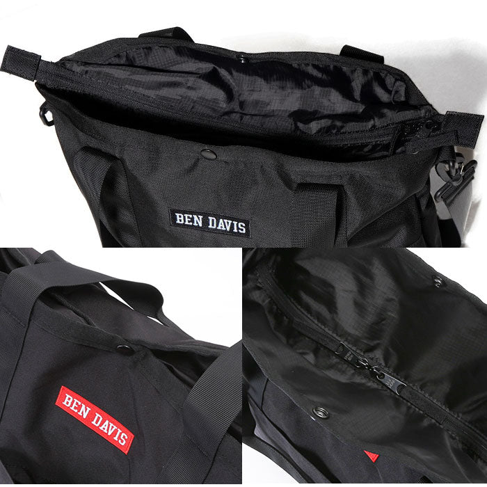 【BLACK/PURPLE・BDW-8067】 通販 ベンデイビス ショルダーバッグ メンズ レディース 斜めがけ 大人 2way トートバッグ おしゃれ シンプル リップストップ 丈夫 A4 ブランド BEN DAVIS TRAVEL TOTE L トラベルトート